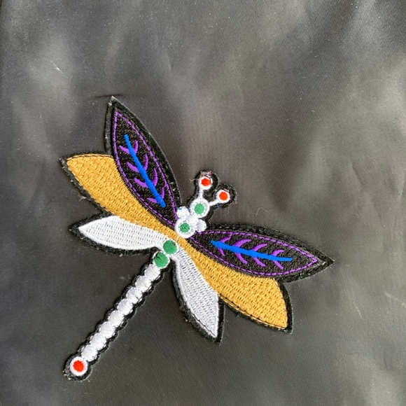 Black Dragonfly Embroidered Convertible Backpack / Sling Bag - Picture 12 of 13